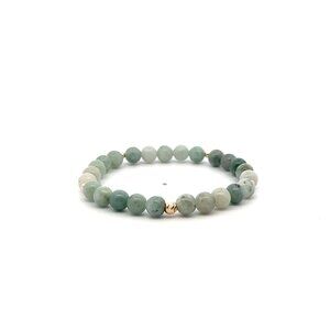 Natural Burmese Jade Gemstones Stretch Bracelet 18k Tiny Beads